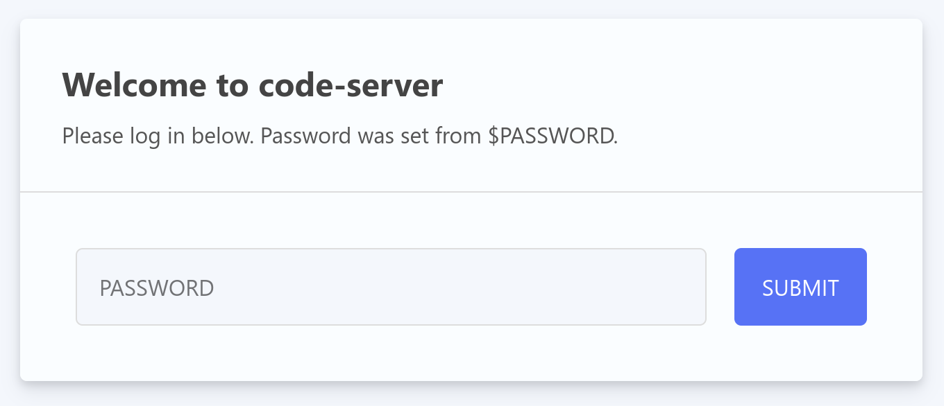 code-server login page