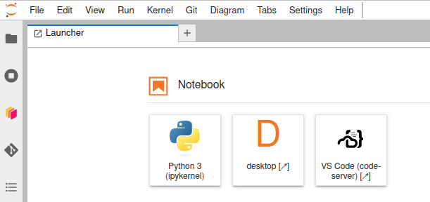 The "Desktop" launch button on JupyterHub